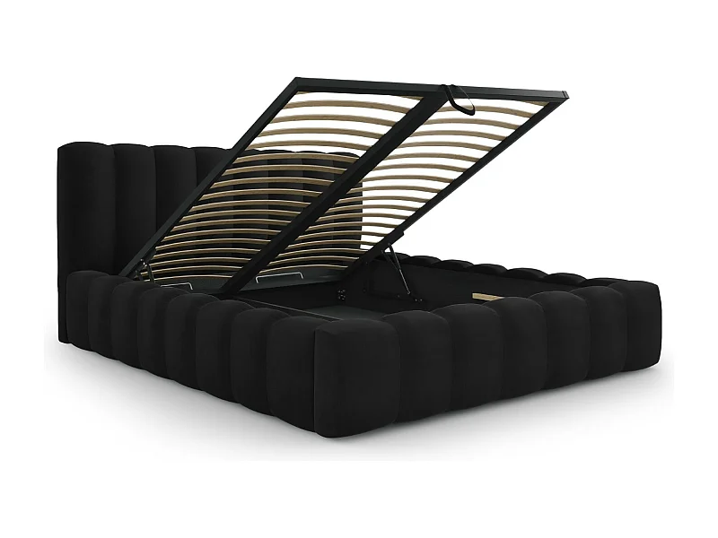 CXL by Christian Lacroix - Cama con cabecero y baúl "Ludivine" 160x200cm de terciopelo negro - 230x185x94cm