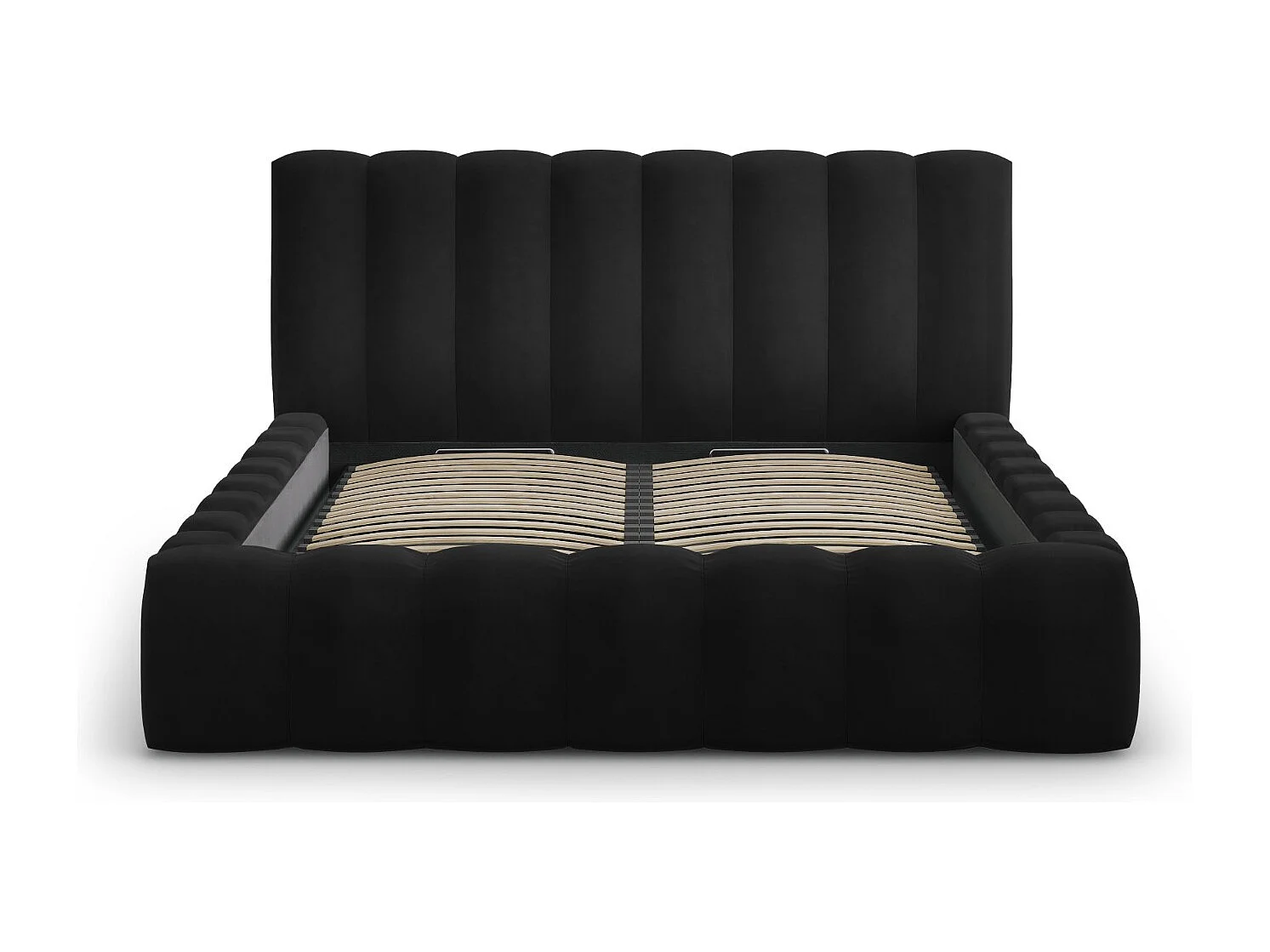 CXL by Christian Lacroix - Opbergbed met hoofdeinde "Ludivine" 160x200cm, Flueel, Zwart - 230x185x94cm