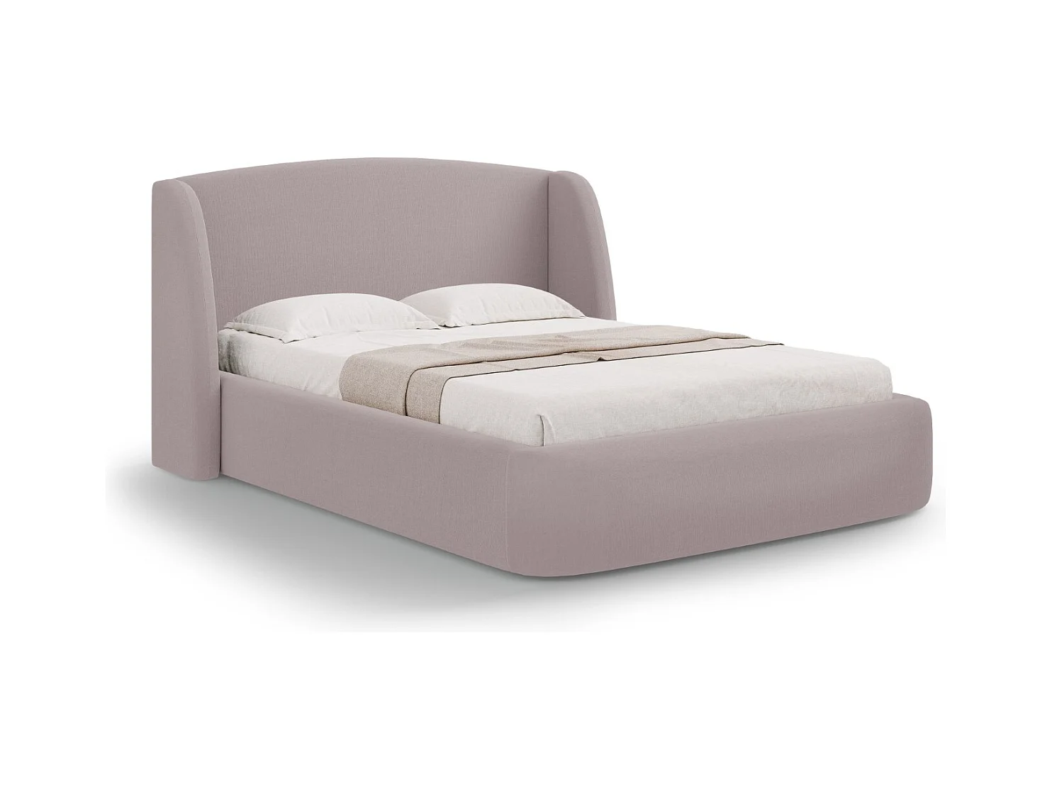 CXL by Christian Lacroix - Opbergbed met hoofdeinde "Aude" 160x200cm, Structurele stof, Roze - 216x182x103cm