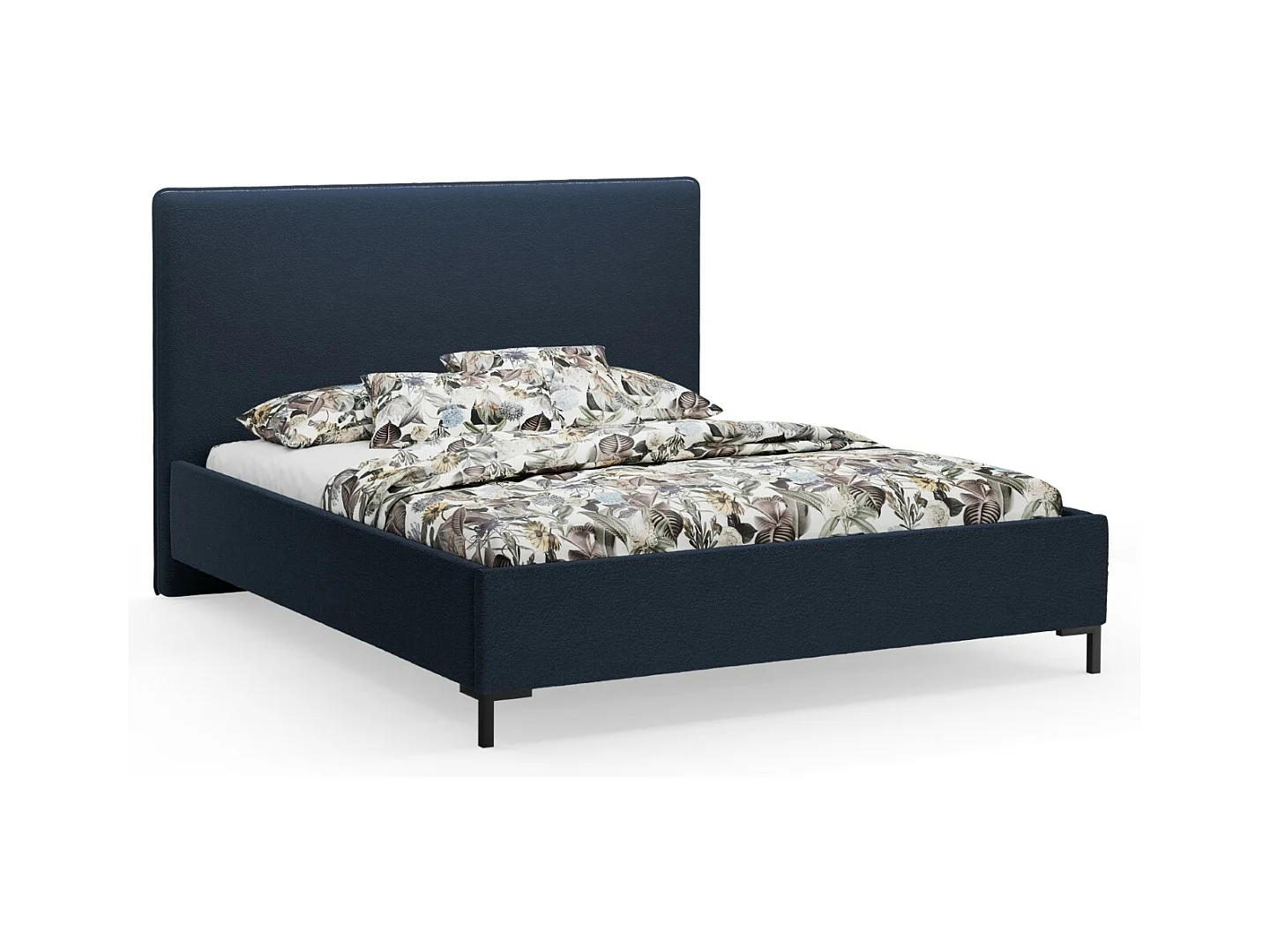 CXL by Christian Lacroix - Opbergbed met hoofdeinde "Polly" 160x200cm, Boucle, Donkerblauw - 220x170x120cm