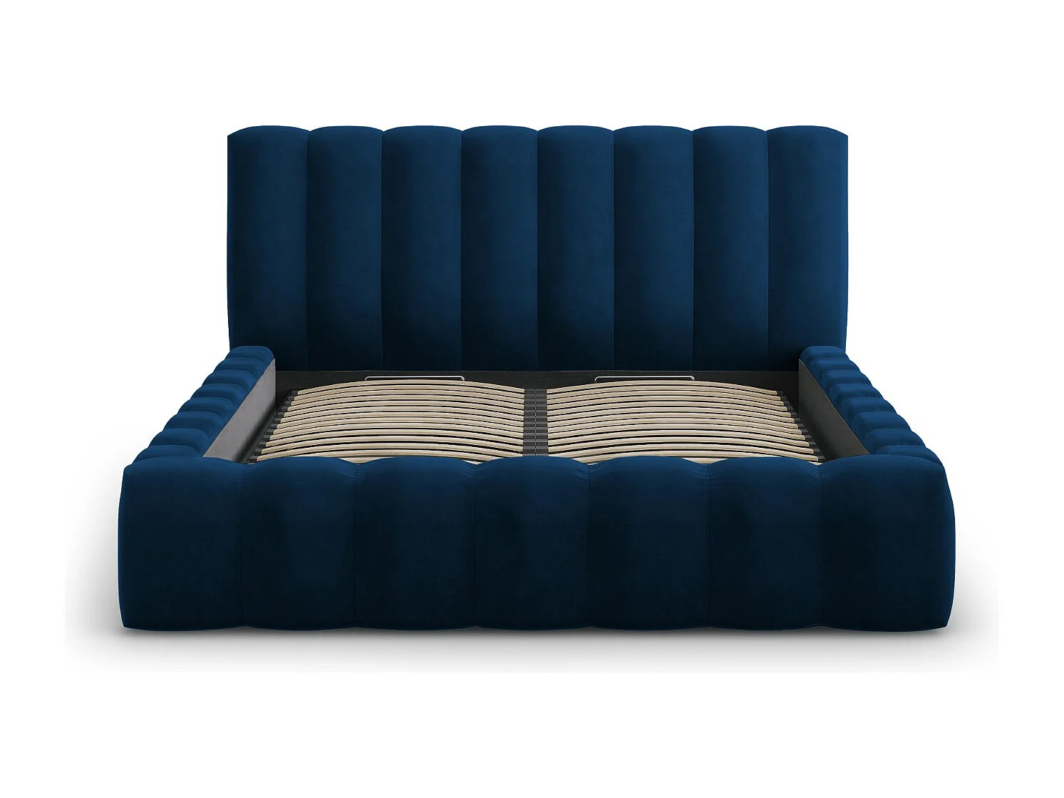 CXL by Christian Lacroix - Opbergbed met hoofdeinde "Ludivine" 200x200cm, Flueel, Koningsblauw - 230x225x94cm