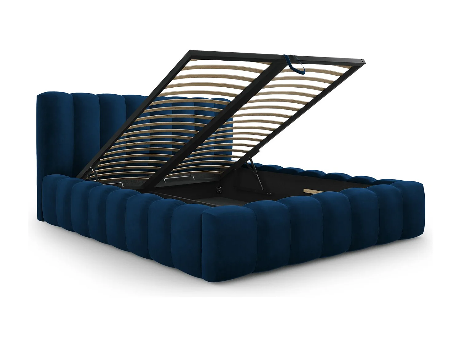 CXL by Christian Lacroix - Opbergbed met hoofdeinde "Ludivine" 200x200cm, Flueel, Koningsblauw - 230x225x94cm