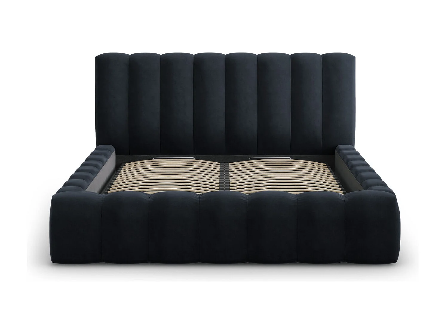 CXL by Christian Lacroix - Opbergbed met hoofdeinde "Ludivine" 180x200cm, Flueel, Donkerblauw - 230x205x94cm