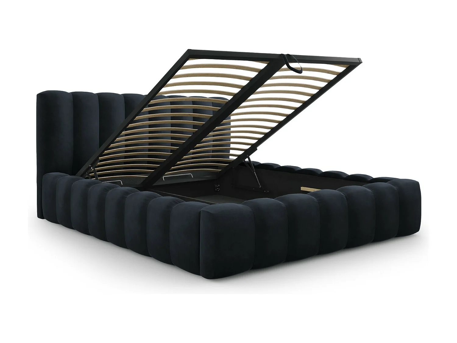 CXL by Christian Lacroix - Opbergbed met hoofdeinde "Ludivine" 180x200cm, Flueel, Donkerblauw - 230x205x94cm