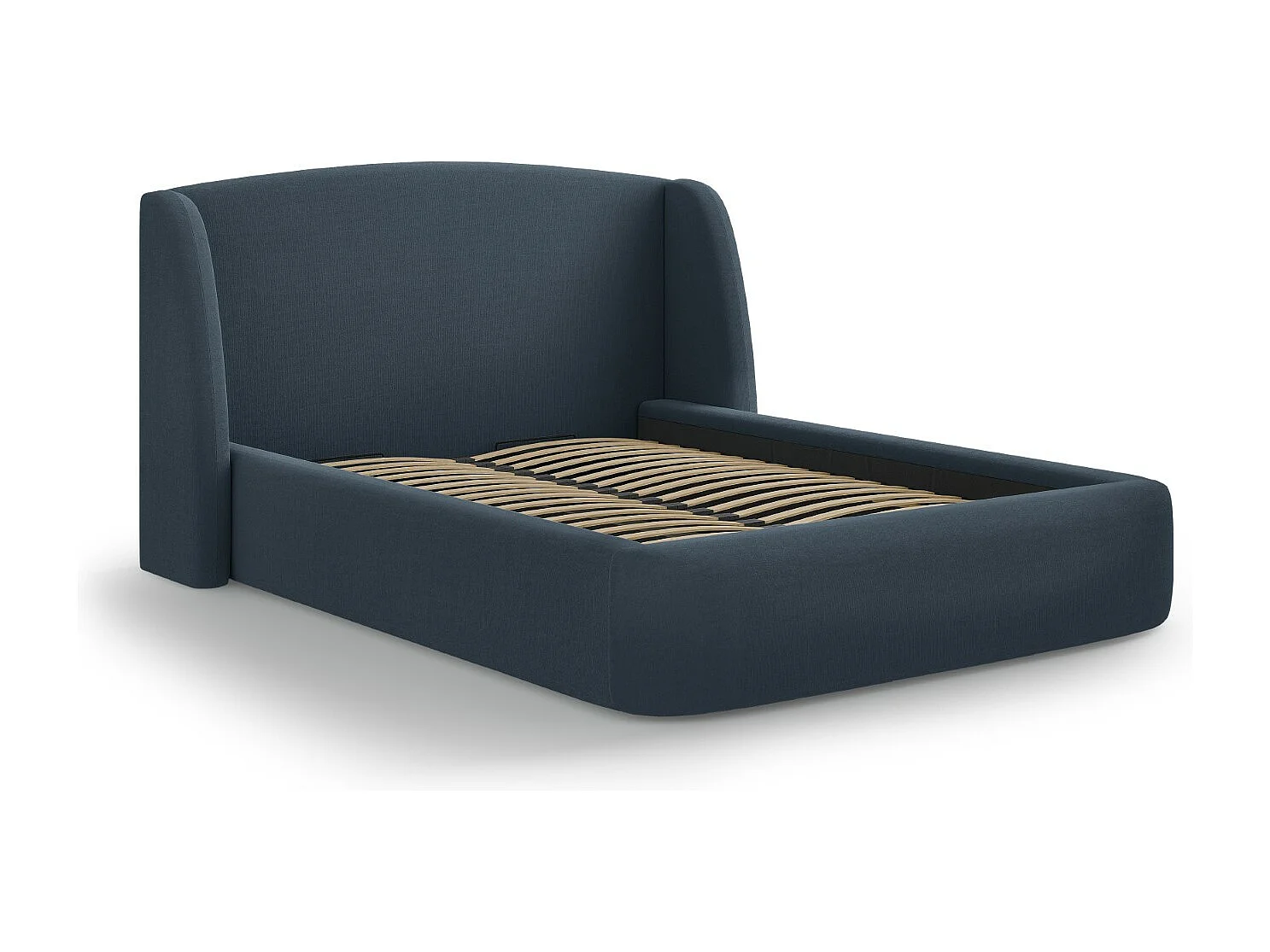 CXL by Christian Lacroix - Opbergbed met hoofdeinde "Aude" 140x200cm, Structurele stof, Donkerblauw - 216x162x103cm