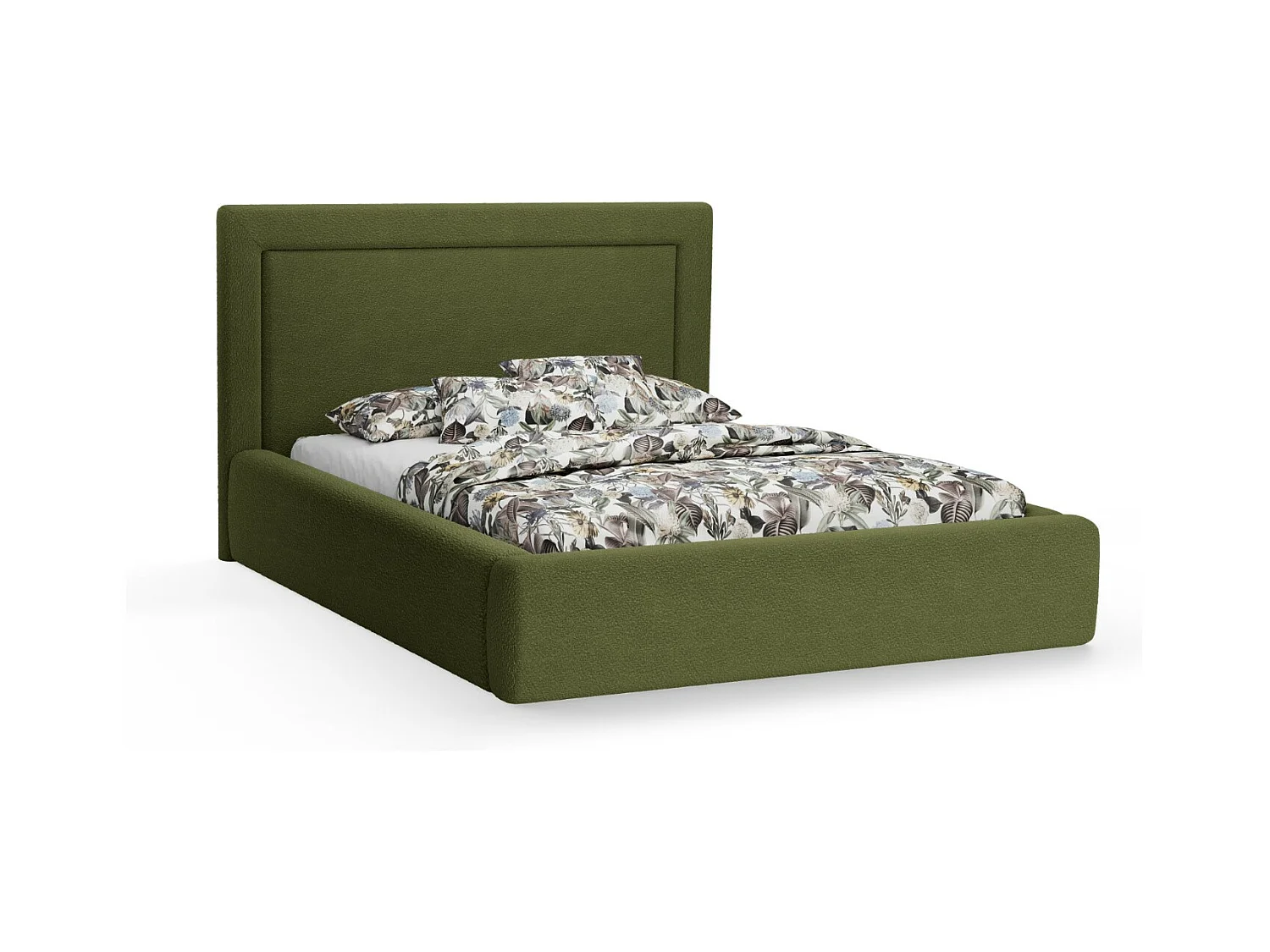 CXL by Christian Lacroix - Opbergbed met hoofdeinde "Valerie" 180x200cm, Boucle, donker olijfgroen - 230x205x120cm