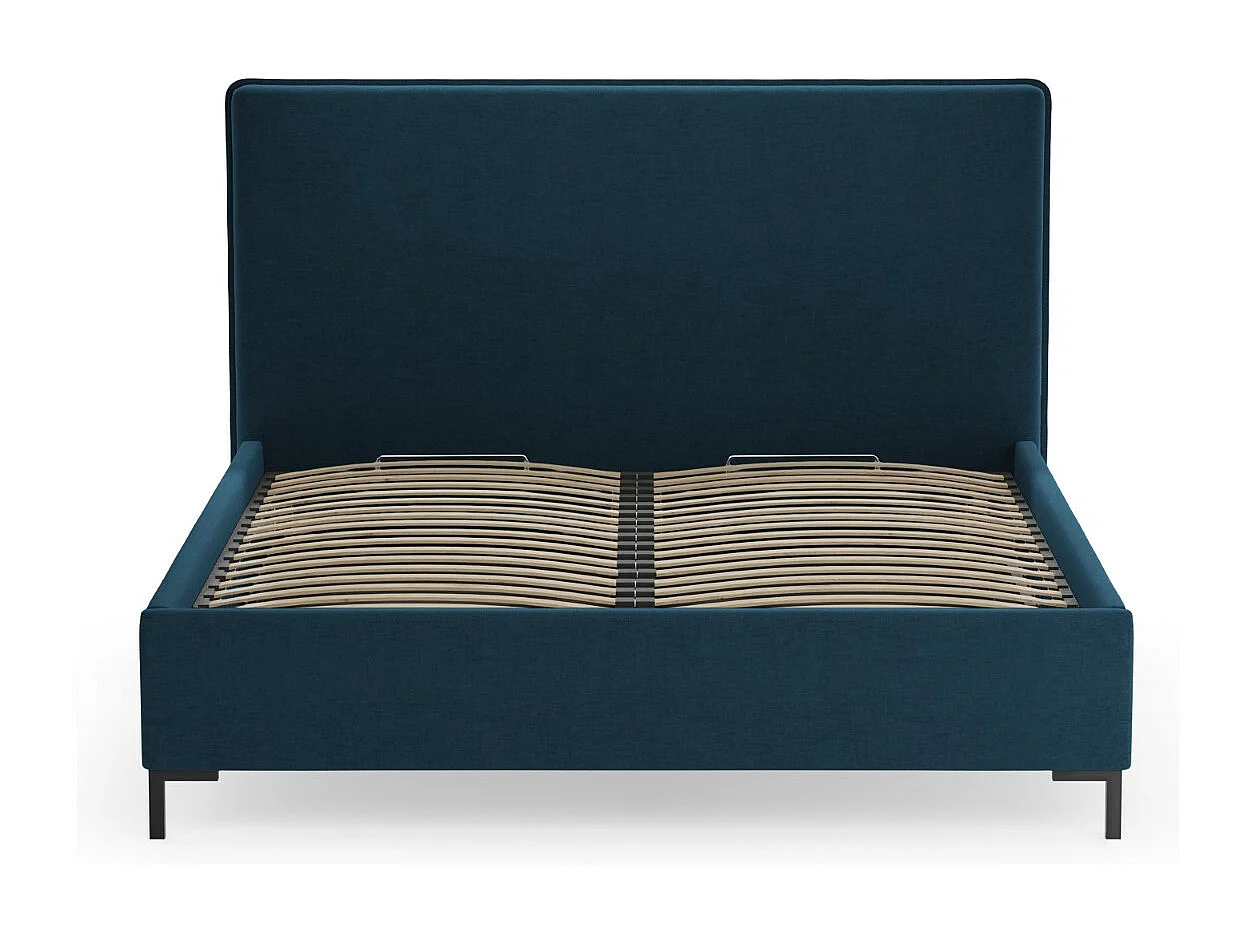 CXL by Christian Lacroix - Letto a cassettone con testiera "Polly" 180x200cm in ciniglia blu scuro - 220x190x120cm