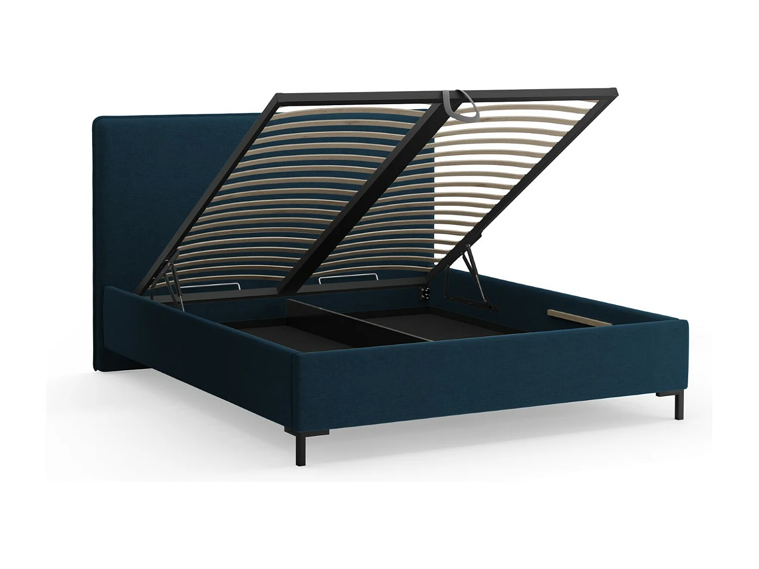 CXL by Christian Lacroix - Letto a cassettone con testiera "Polly" 180x200cm in ciniglia blu scuro - 220x190x120cm