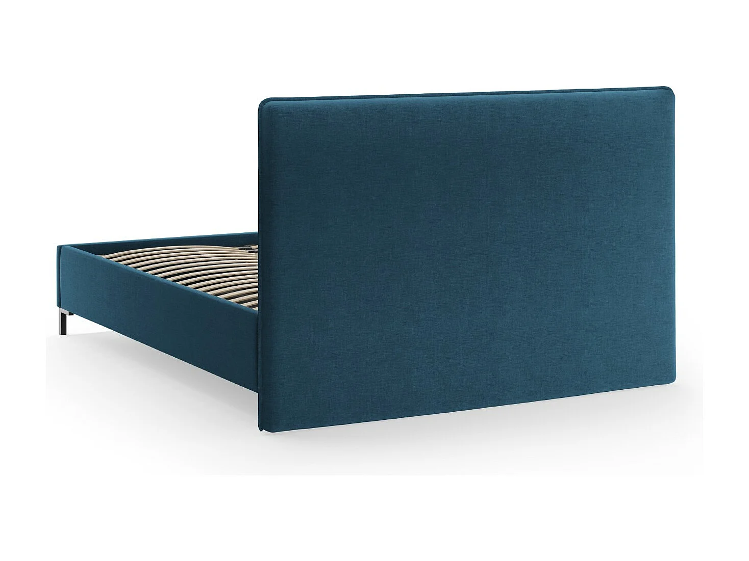 CXL by Christian Lacroix - Bett mit Bettkasten und Kopfteil "Polly" 180x200cm aus Chenille-Stoff marineblau - 220x190x120cm