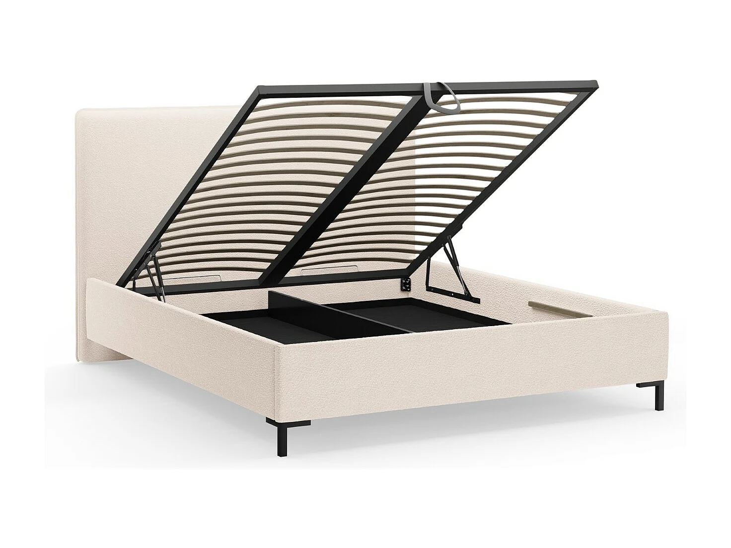 CXL by Christian Lacroix - Letto a cassettone con testiera "Polly" 180x200cm in bouclé beige - 220x190x120cm