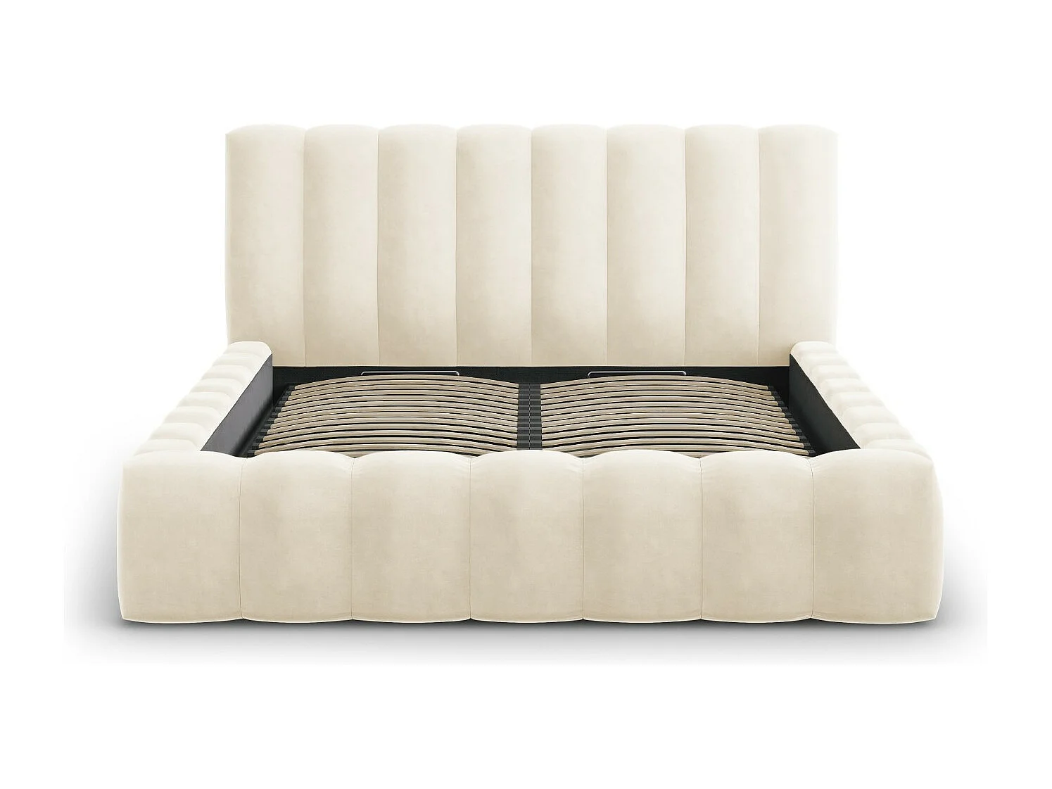 CXL by Christian Lacroix - Opbergbed met hoofdeinde "Ludivine" 160x200cm, Flueel, Lichtbeige - 230x185x94cm