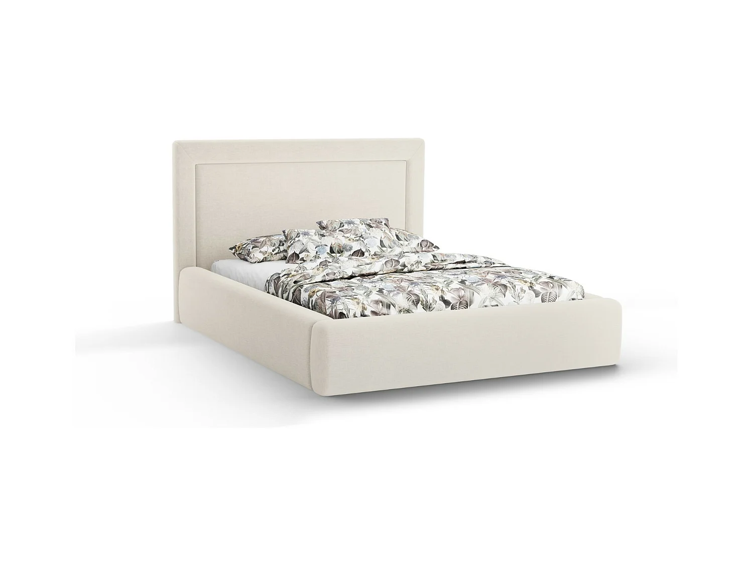 CXL by Christian Lacroix - Lit coffre avec tête de lit "Valerie" 180x200cm en chenille beige clair - 230x205x120cm