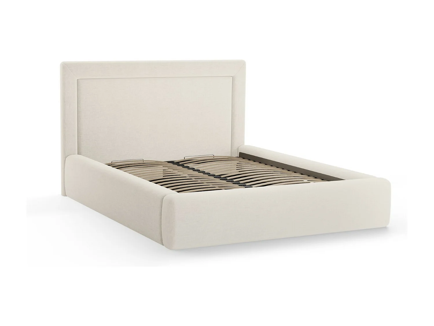 CXL by Christian Lacroix - Lit coffre avec tête de lit "Valerie" 180x200cm en chenille beige clair - 230x205x120cm