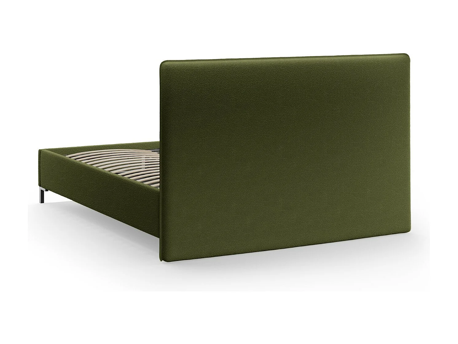 CXL by Christian Lacroix - Letto a cassettone con testiera "Polly" 160x200cm in bouclé verde oliva scuro - 220x170x120cm