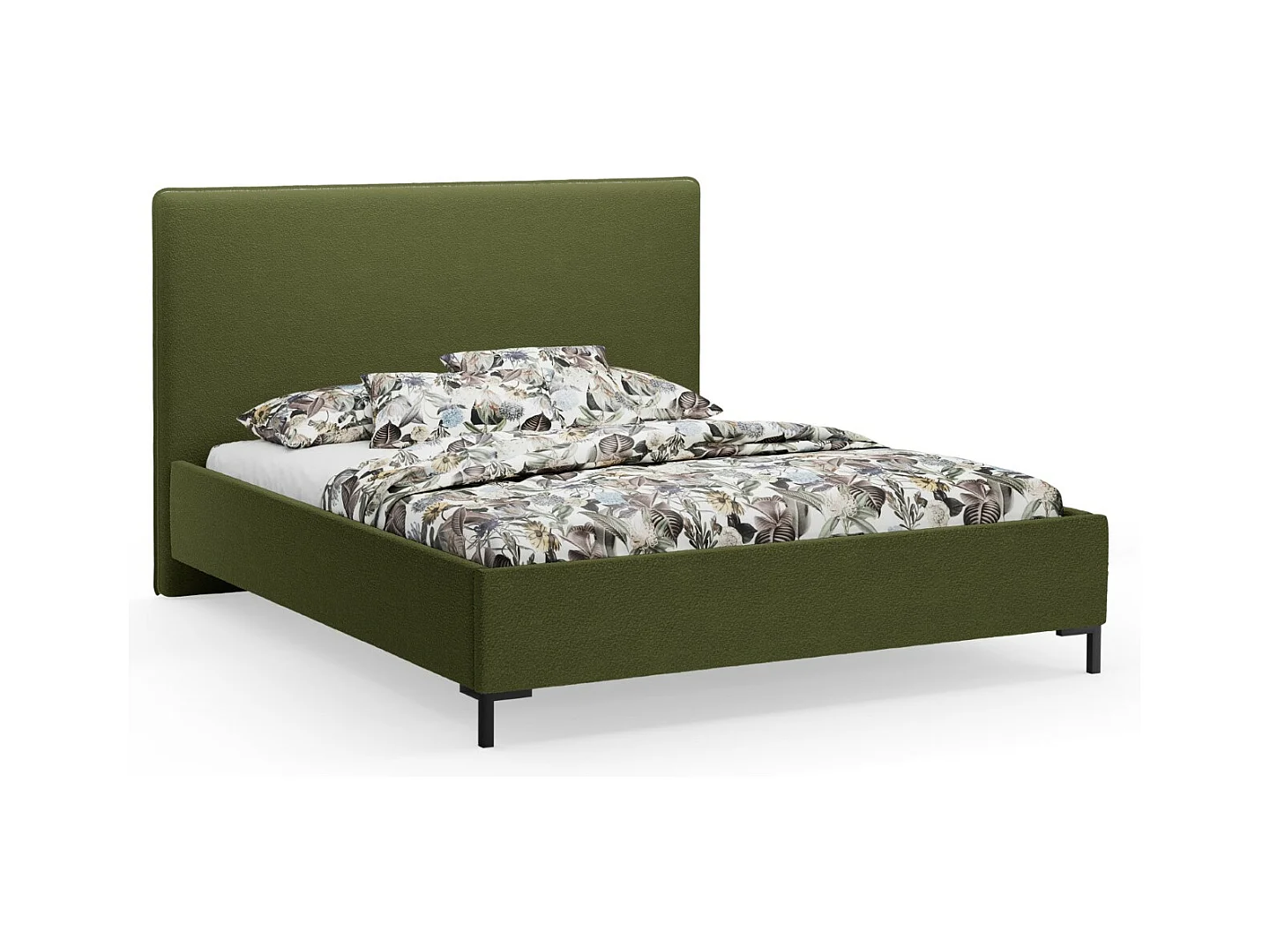 CXL by Christian Lacroix - Opbergbed met hoofdeinde "Polly" 160x200cm, Boucle, donker olijfgroen - 220x170x120cm