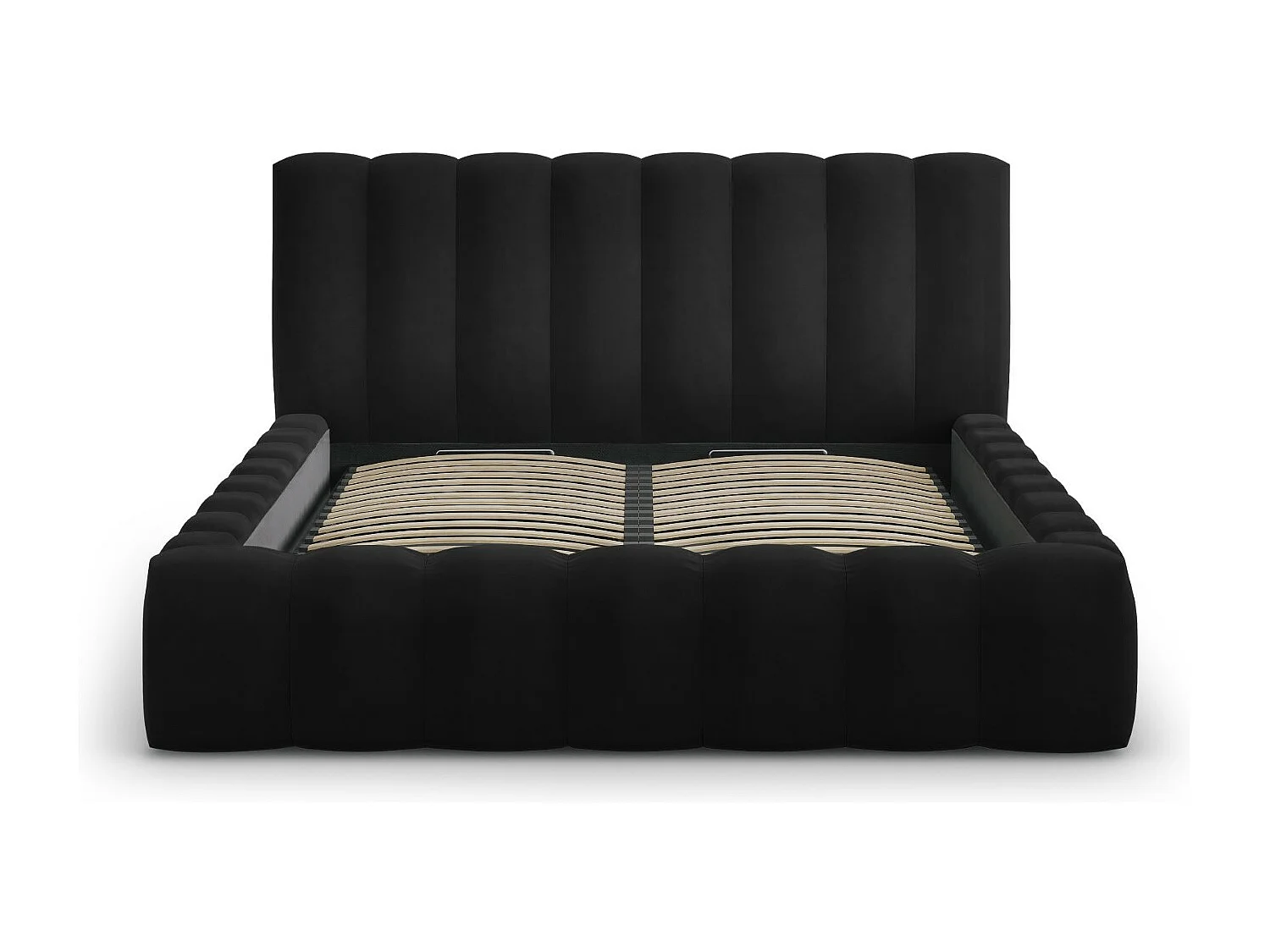 CXL by Christian Lacroix - Opbergbed met hoofdeinde "Ludivine" 180x200cm, Flueel, Zwart - 230x205x94cm