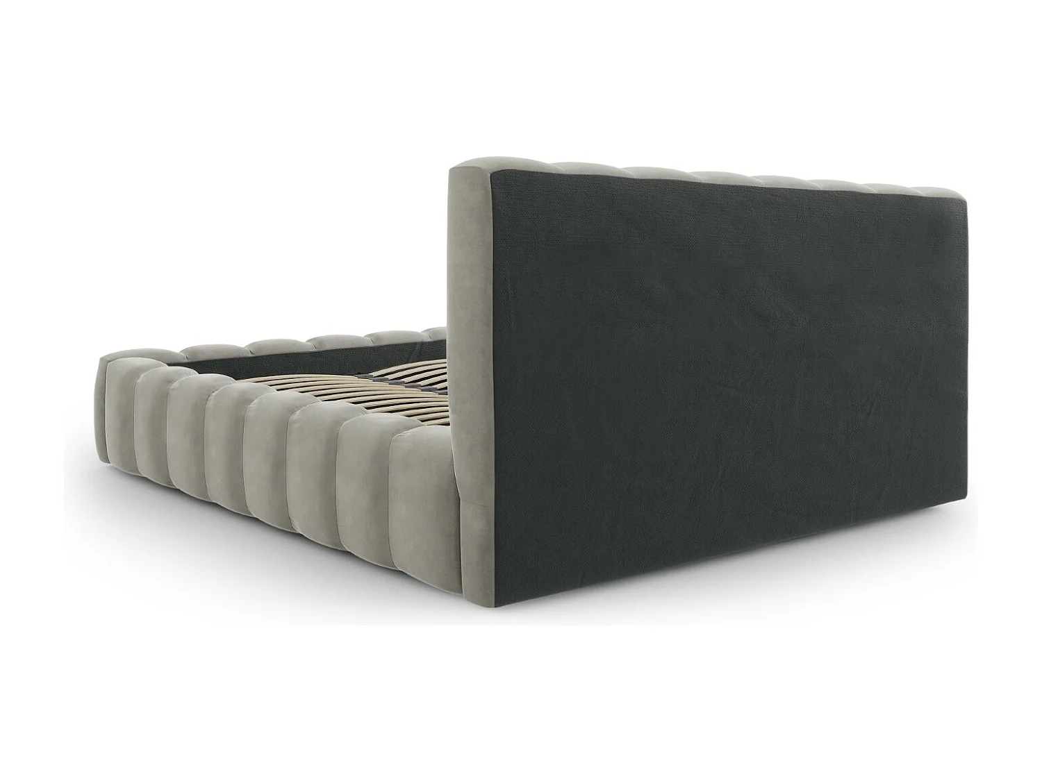 CXL by Christian Lacroix - Opbergbed met hoofdeinde "Ludivine" 160x200cm, Flueel, Lichtgrijs - 230x185x94cm