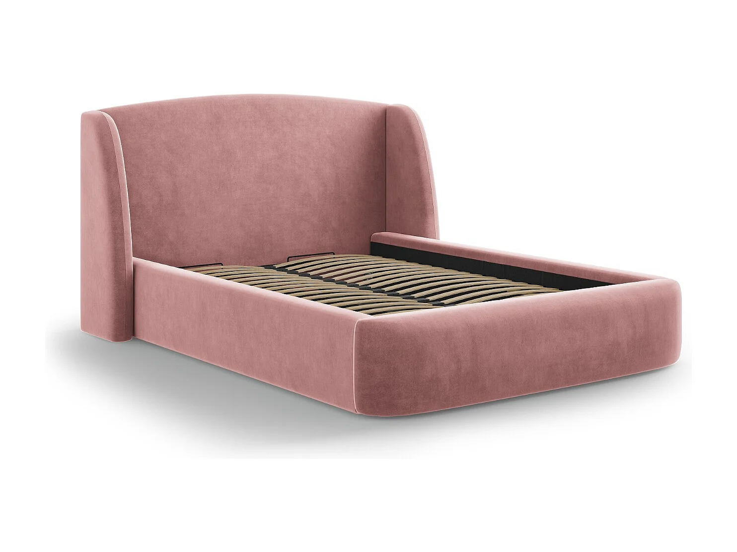 CXL by Christian Lacroix - Lit coffre avec tête de lit "Aude" 160x200cm en velours rose - 216x182x103cm