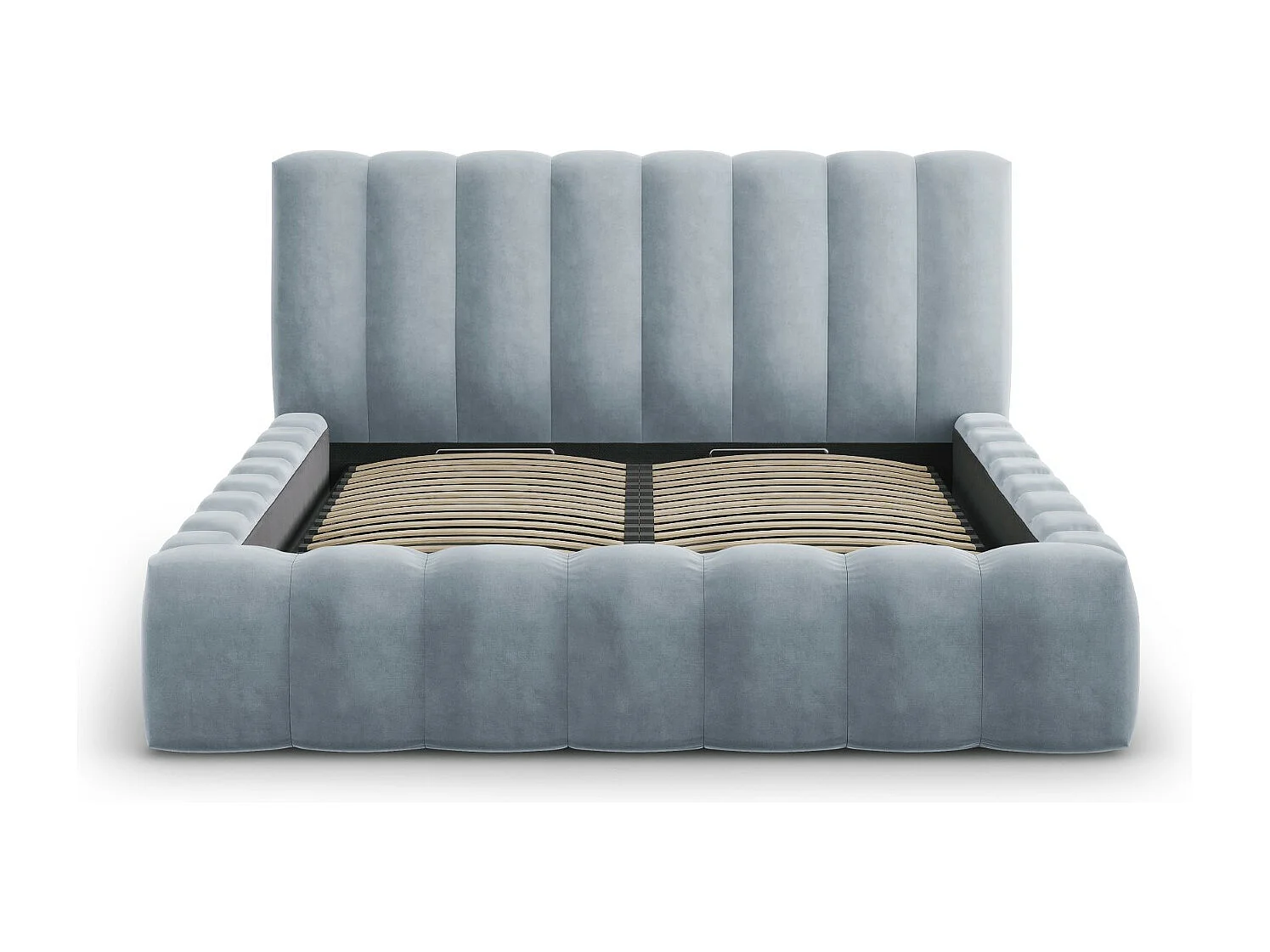 CXL by Christian Lacroix - Opbergbed met hoofdeinde "Ludivine" 200x200cm, Flueel, Lichtblauw - 230x225x94cm