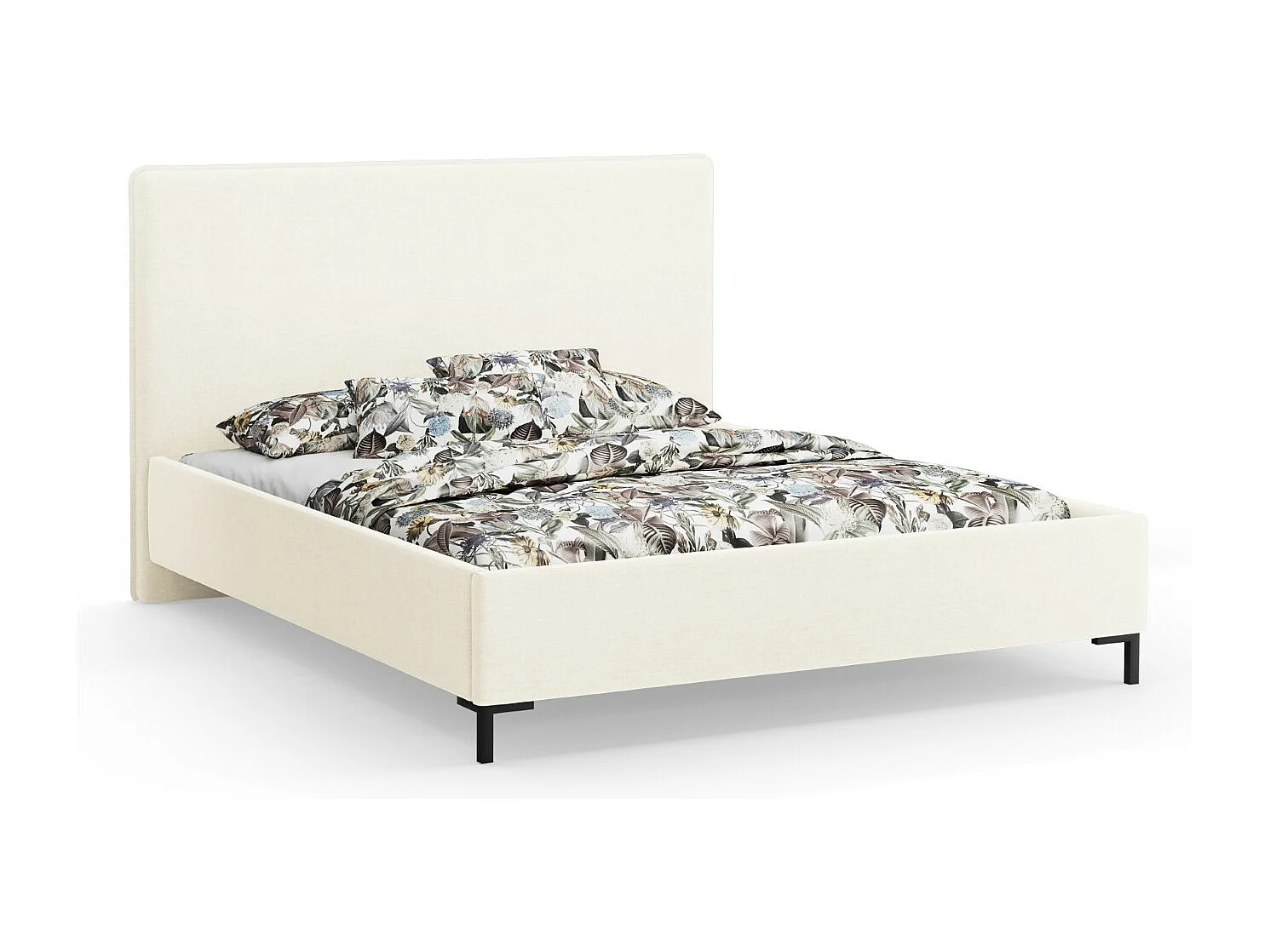 CXL by Christian Lacroix - Letto a cassettone con testiera "Polly" 180x200cm in ciniglia avorio - 220x190x120cm