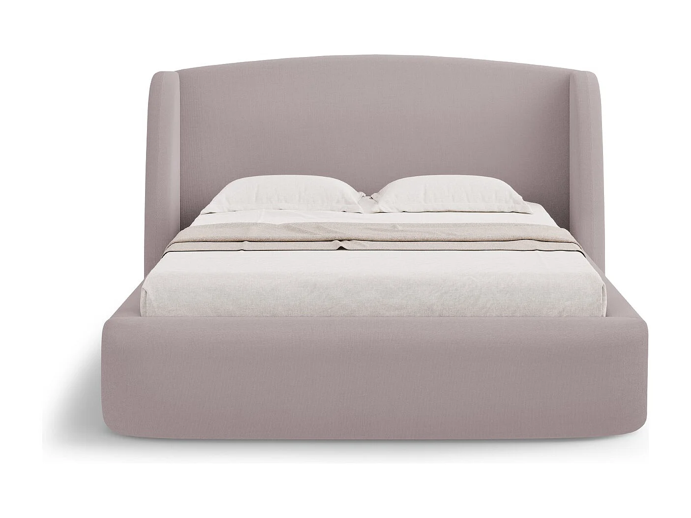 CXL by Christian Lacroix - Letto a cassettone con testiera "Aude" 180x200cm in tessuto strutturato rosa - 216x202x103cm