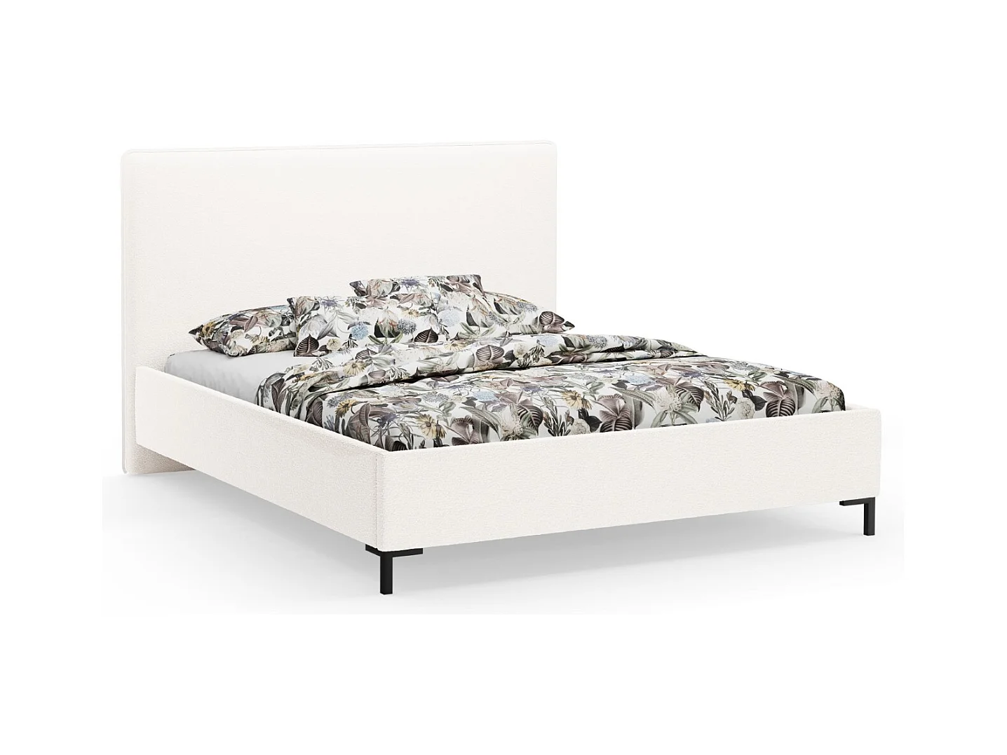 CXL by Christian Lacroix - Opbergbed met hoofdeinde "Polly" 160x200cm, Boucle, Wit - 220x170x120cm