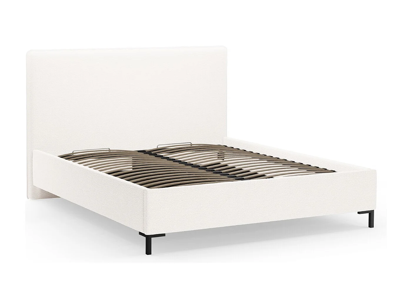 CXL by Christian Lacroix - Łóżko ze schowkiem i zagłówkiem, "Polly" 160x200cm boucle, biały - 220x170x120cm