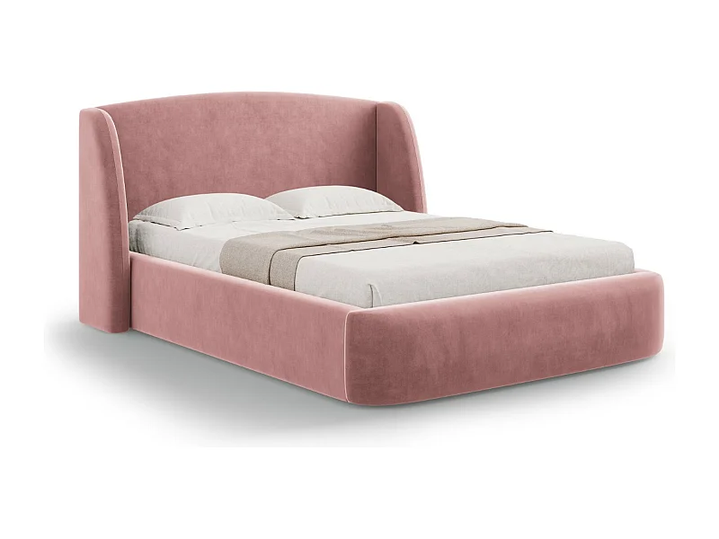 CXL by Christian Lacroix - Opbergbed met hoofdeinde "Aude" 180x200cm, Flueel, Roze - 216x202x103cm