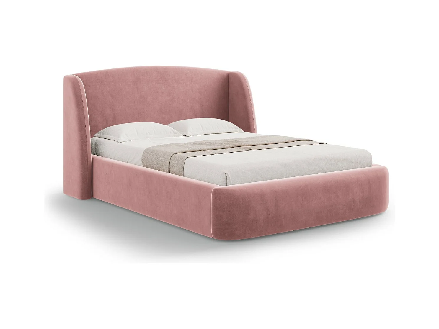 CXL by Christian Lacroix - Opbergbed met hoofdeinde "Aude" 180x200cm, Flueel, Roze - 216x202x103cm