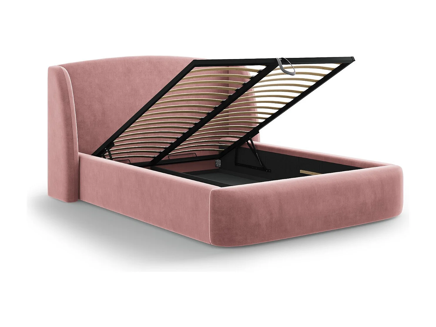 CXL by Christian Lacroix - Lit coffre avec tête de lit "Aude" 180x200cm en velours rose - 216x202x103cm