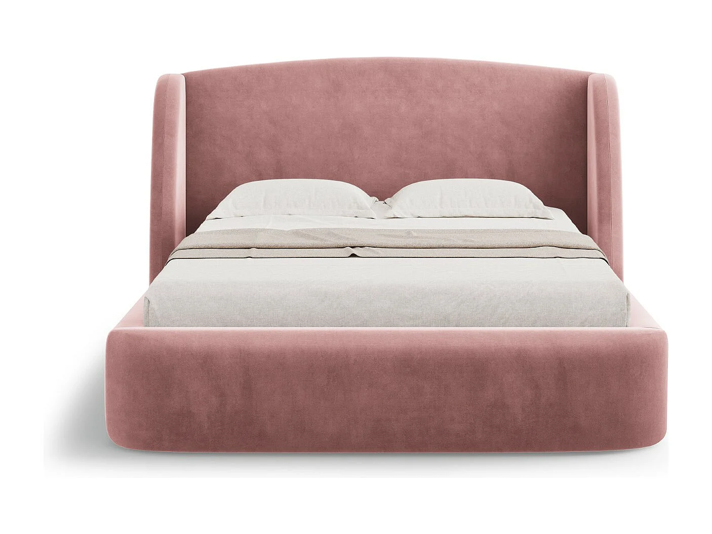 CXL by Christian Lacroix - Bett mit Bettkasten und Kopfteil "Aude" 200x200cm aus Samt rosa - 216x222x103cm