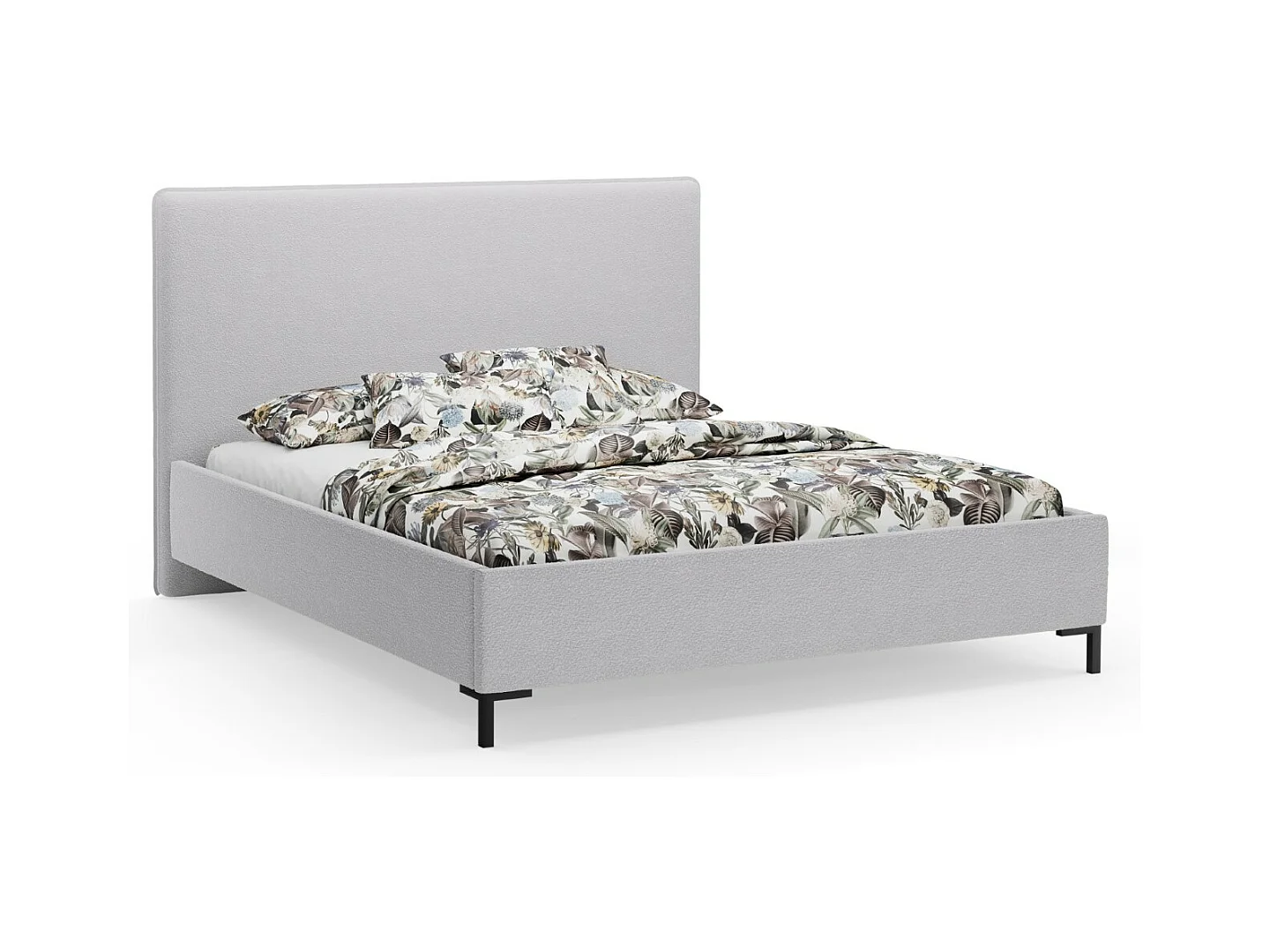 CXL by Christian Lacroix - Opbergbed met hoofdeinde "Polly" 160x200cm, Boucle, Lichtgrijs - 220x170x120cm