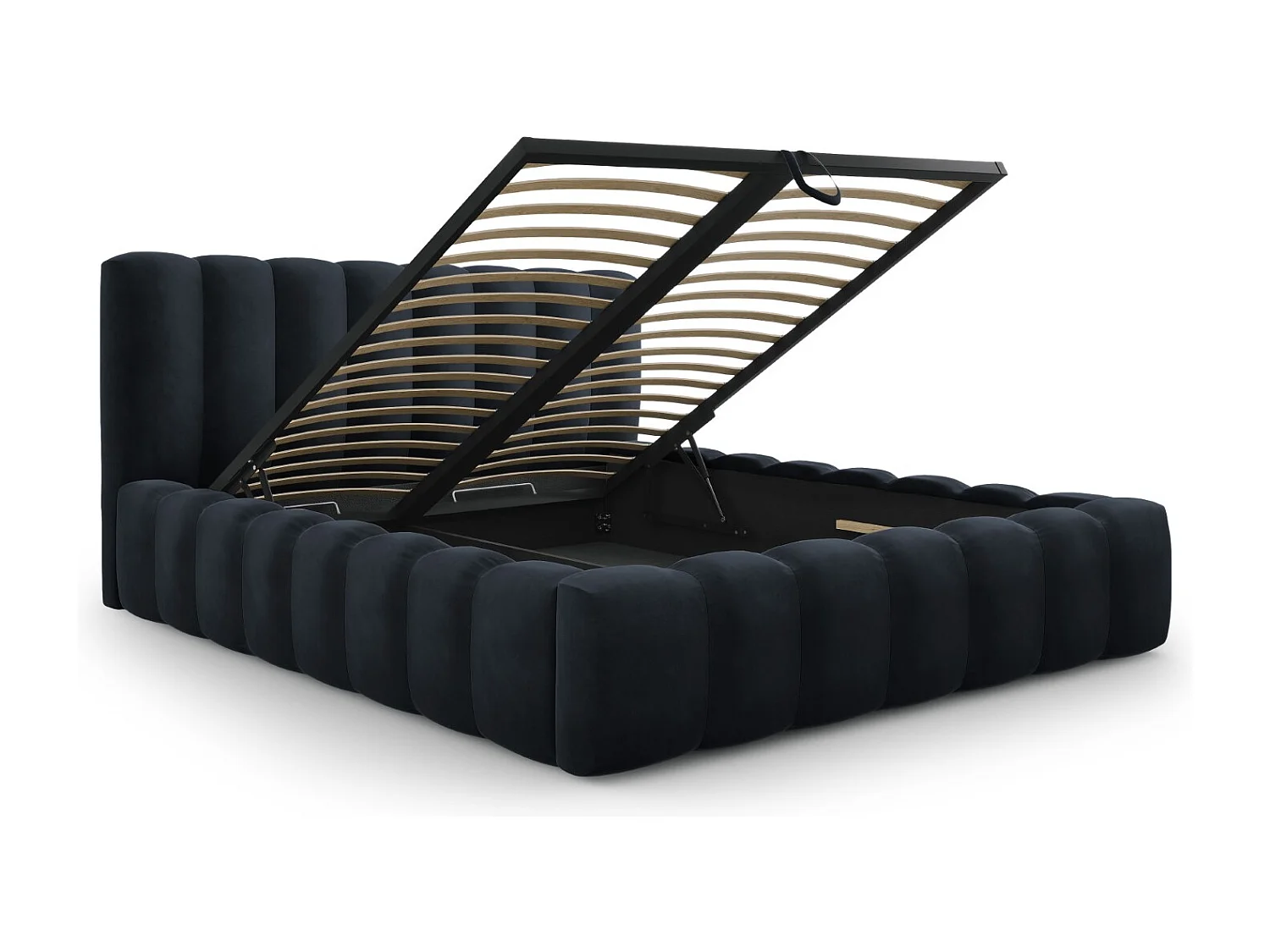 CXL by Christian Lacroix - Opbergbed met hoofdeinde "Ludivine" 160x200cm, Flueel, Donkerblauw - 230x185x94cm