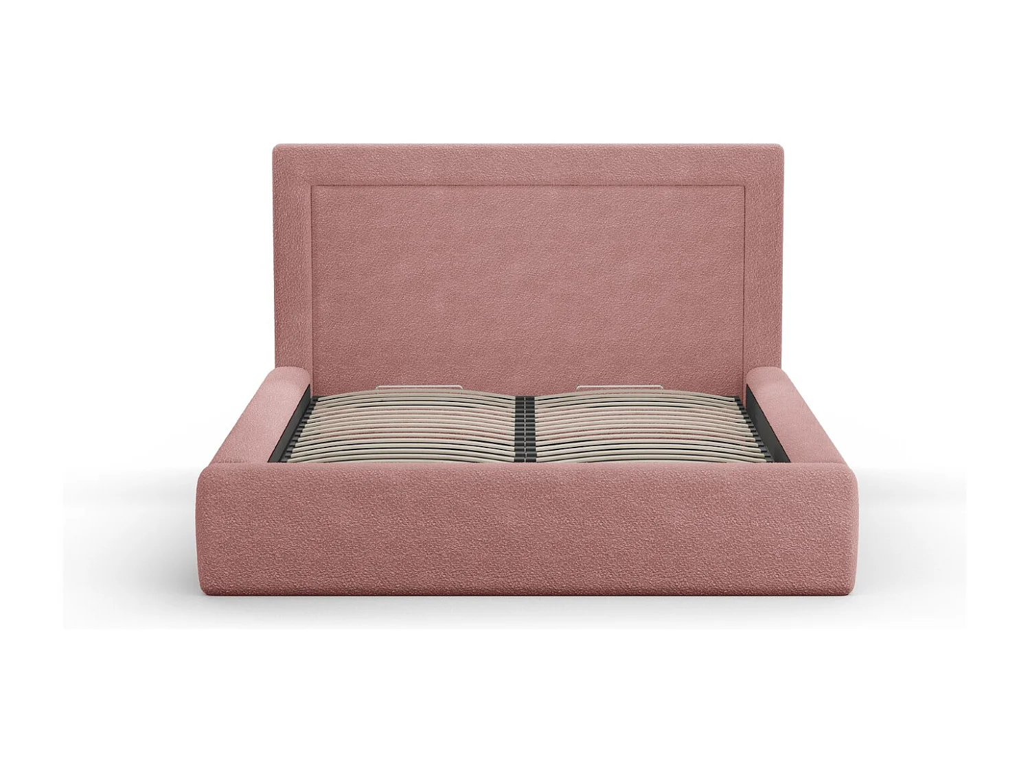 CXL by Christian Lacroix - Cama con cabecero y baúl "Valerie" 180x200cm de tejido bouclé rosa - 230x205x120cm