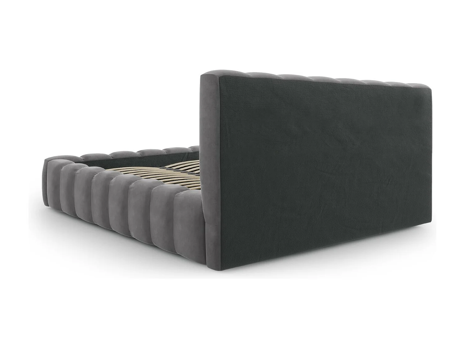 CXL by Christian Lacroix - Opbergbed met hoofdeinde "Ludivine" 200x200cm, Flueel, Grijs - 230x225x94cm