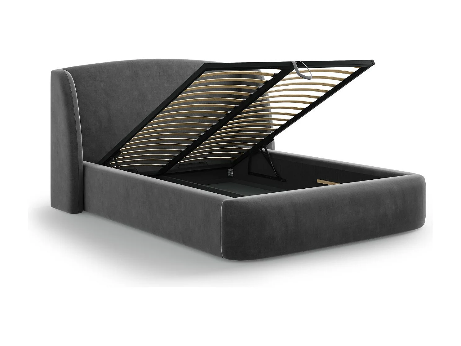 CXL by Christian Lacroix - Letto a cassettone con testiera "Aude" 180x200cm in velluto grigio - 216x202x103cm