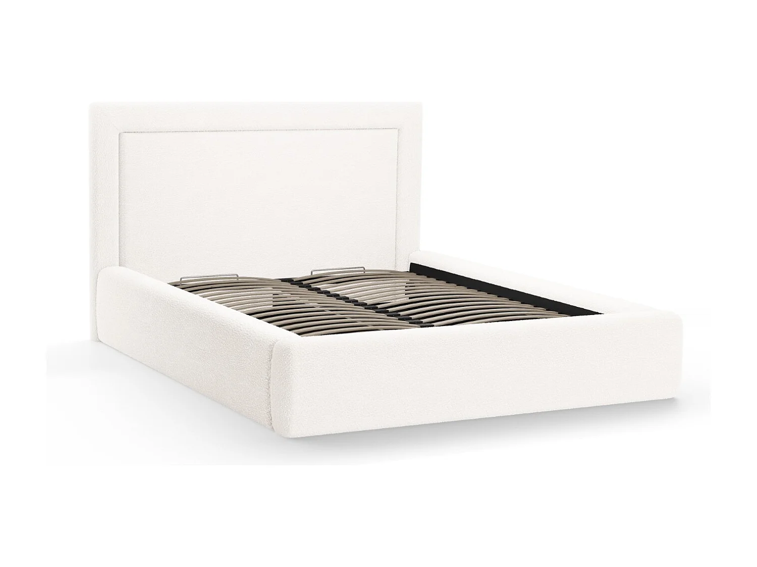 CXL by Christian Lacroix - Lit coffre avec tête de lit "Valerie" 200x200cm en bouclé blanc - 230x225x120cm