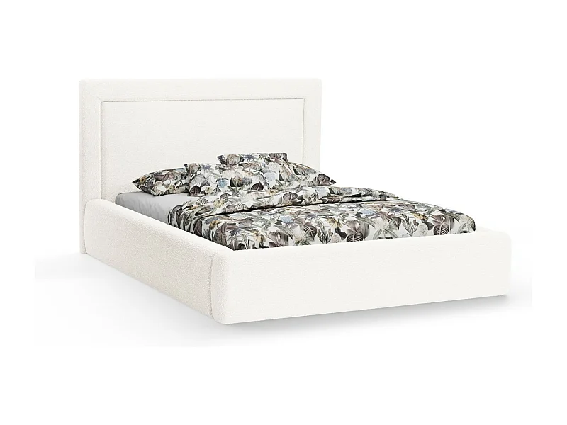 CXL by Christian Lacroix - Lit coffre avec tête de lit "Valerie" 200x200cm en bouclé blanc - 230x225x120cm