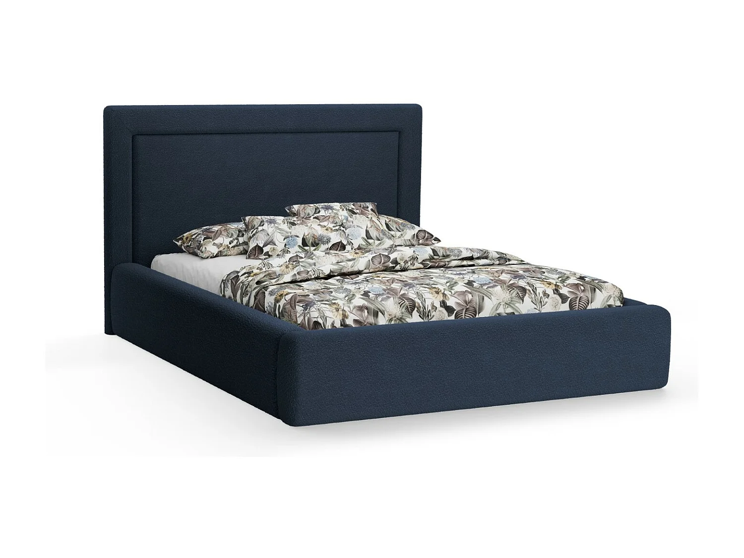 CXL by Christian Lacroix - Opbergbed met hoofdeinde "Valerie" 180x200cm, Boucle, Donkerblauw - 230x205x120cm