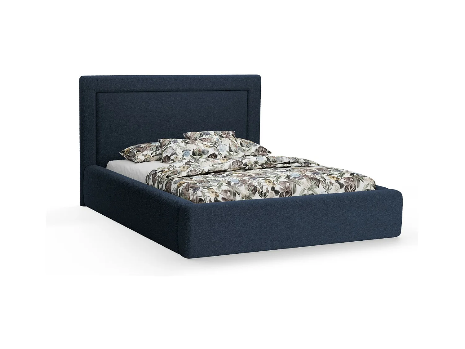 CXL by Christian Lacroix - Opbergbed met hoofdeinde "Valerie" 180x200cm, Boucle, Donkerblauw - 230x205x120cm