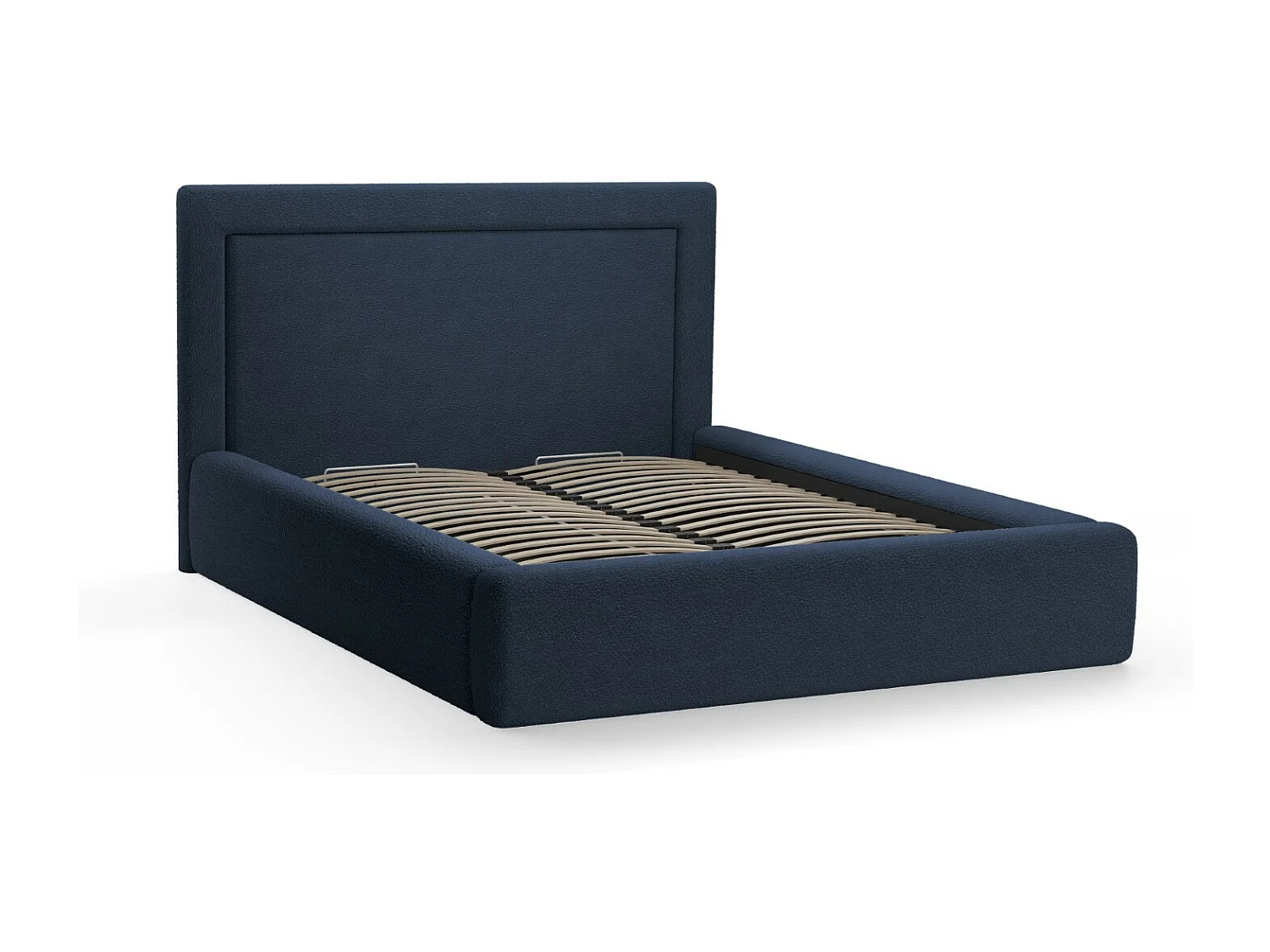 CXL by Christian Lacroix - Letto a cassettone con testiera "Valerie" 180x200cm in bouclé blu scuro - 230x205x120cm