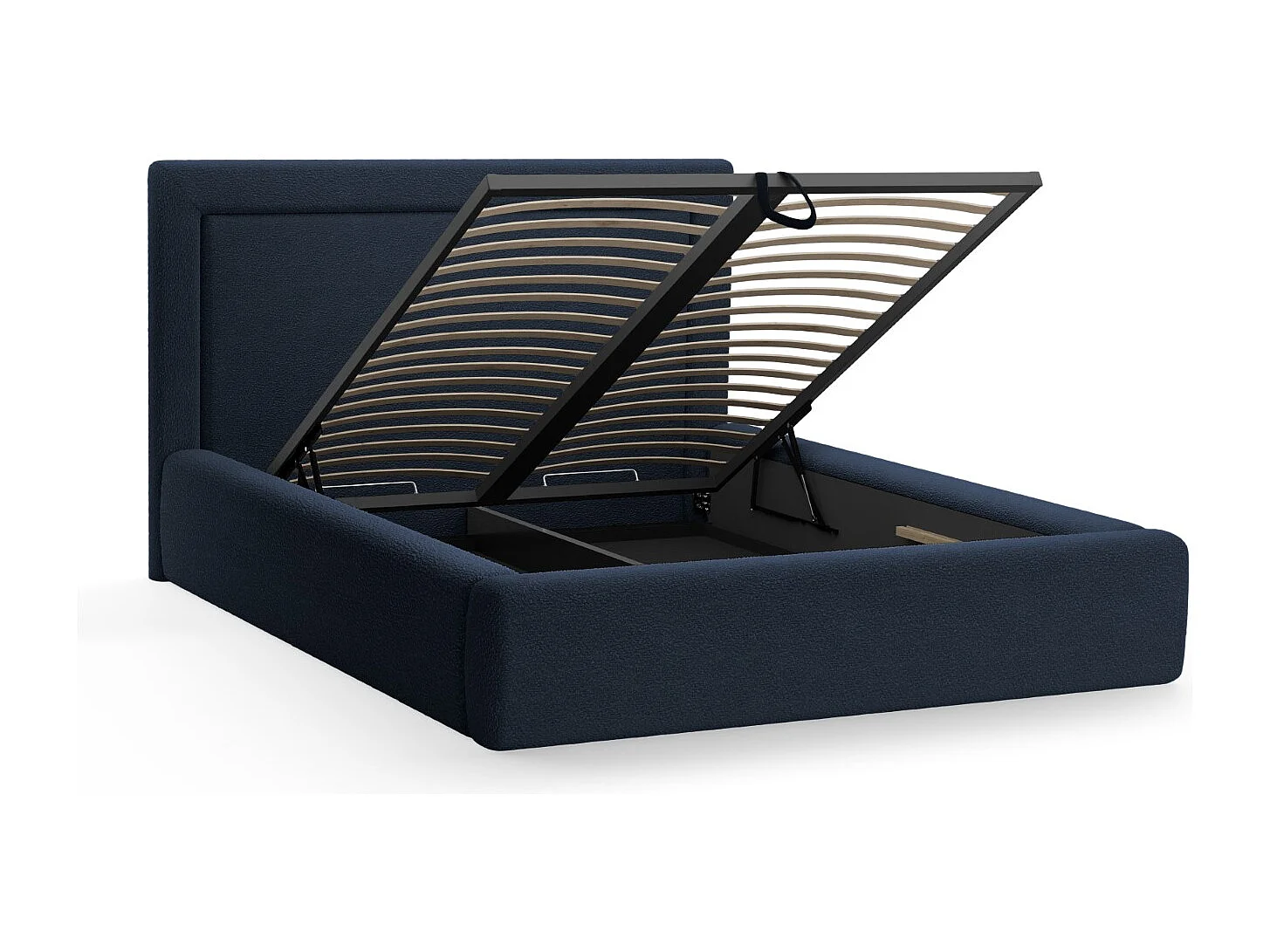 CXL by Christian Lacroix - Letto a cassettone con testiera "Valerie" 180x200cm in bouclé blu scuro - 230x205x120cm