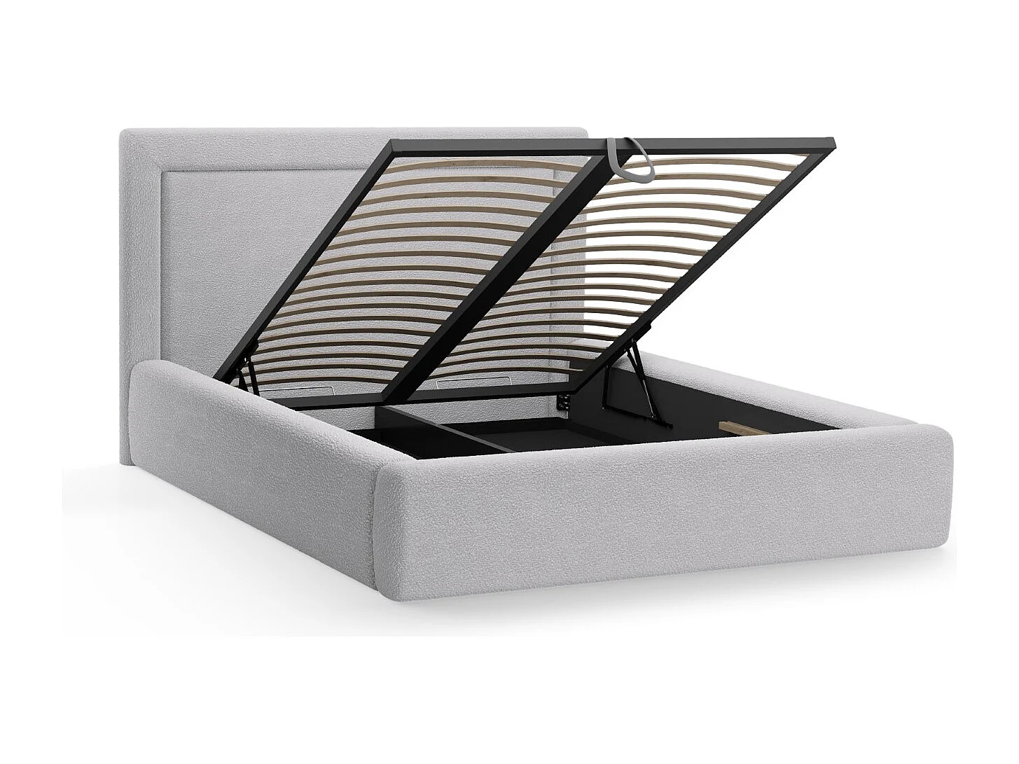 CXL by Christian Lacroix - Opbergbed met hoofdeinde "Valerie" 180x200cm, Boucle, Lichtgrijs - 230x205x120cm