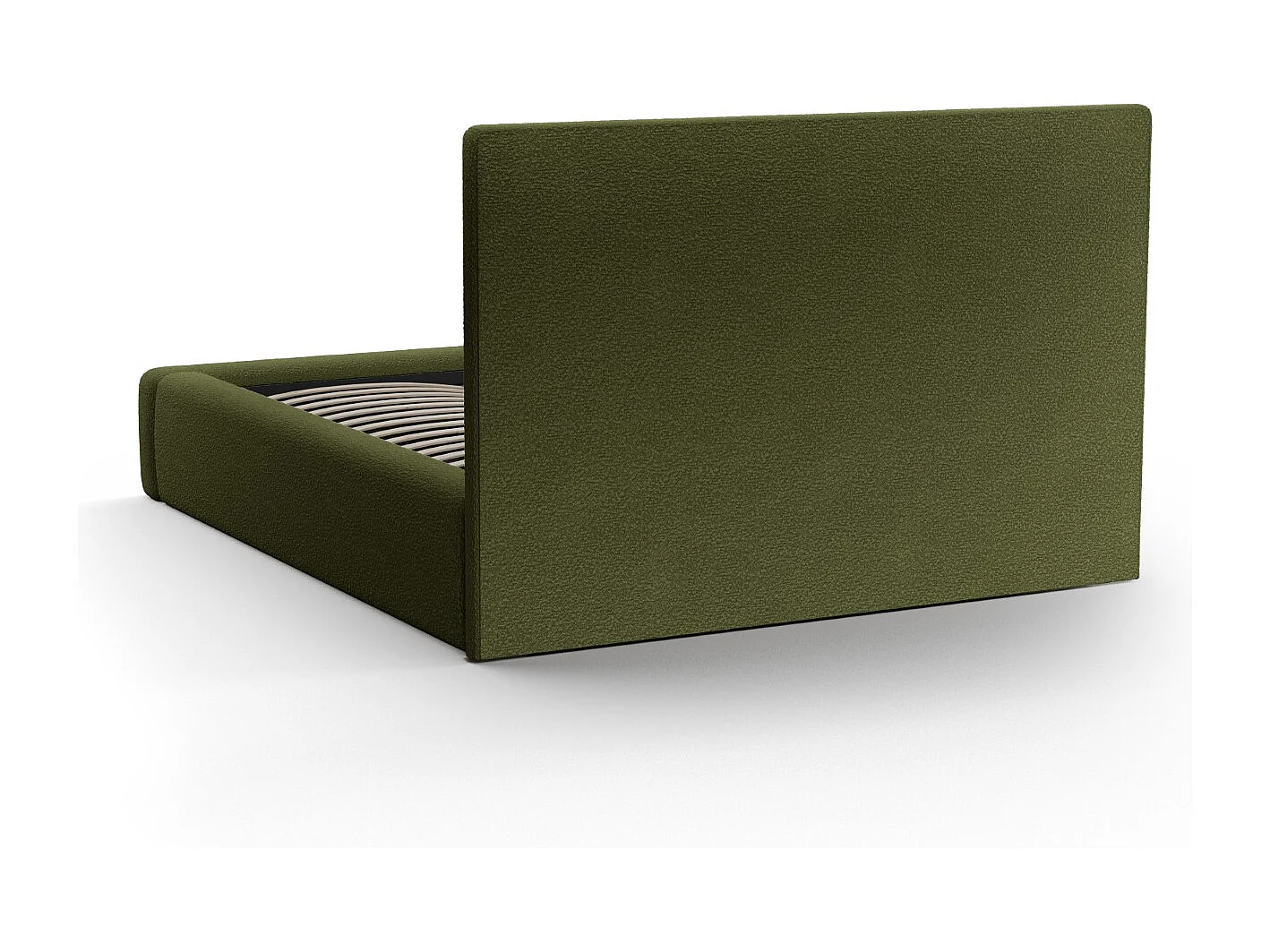 CXL by Christian Lacroix - Cama con cabecero y baúl "Valerie" 160x200cm de tejido bouclé verde oliva oscuro - 230x185x120cm