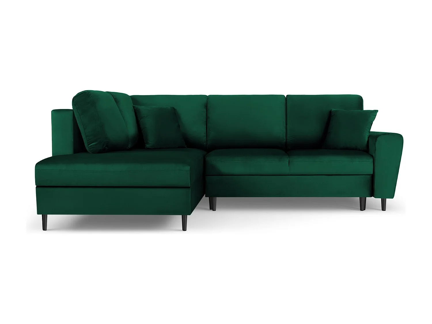Cosmopolitan Design - Canapé d'angle gauche convertible avec coffre de rangement "Kyoto" 5 places en velours vert bouteille - 243x194x88cm