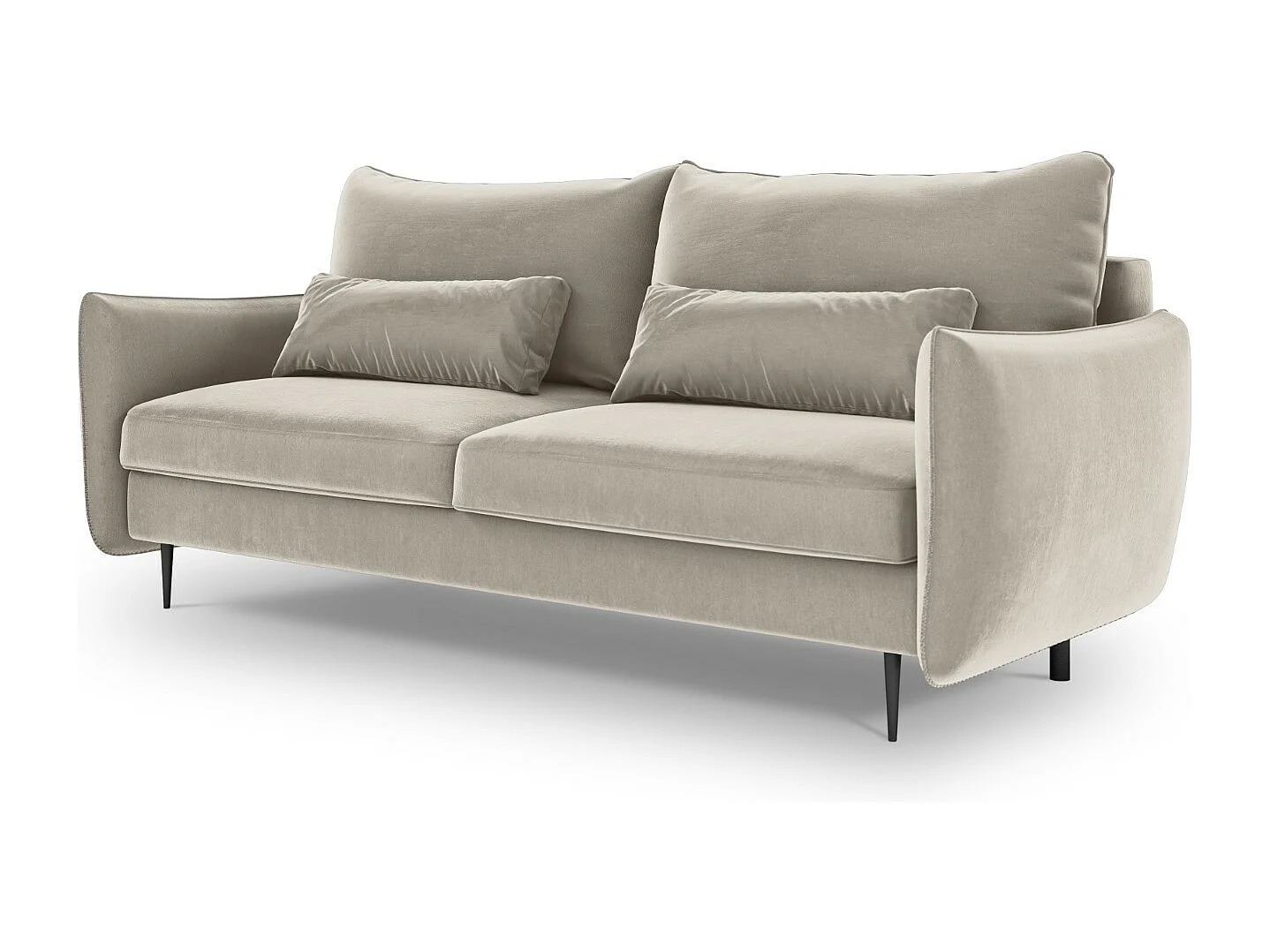 Cosmopolitan Design - Canapé convertible avec coffre de rangement "Vermont" 3 places en velours beige clair - 222x105x90cm