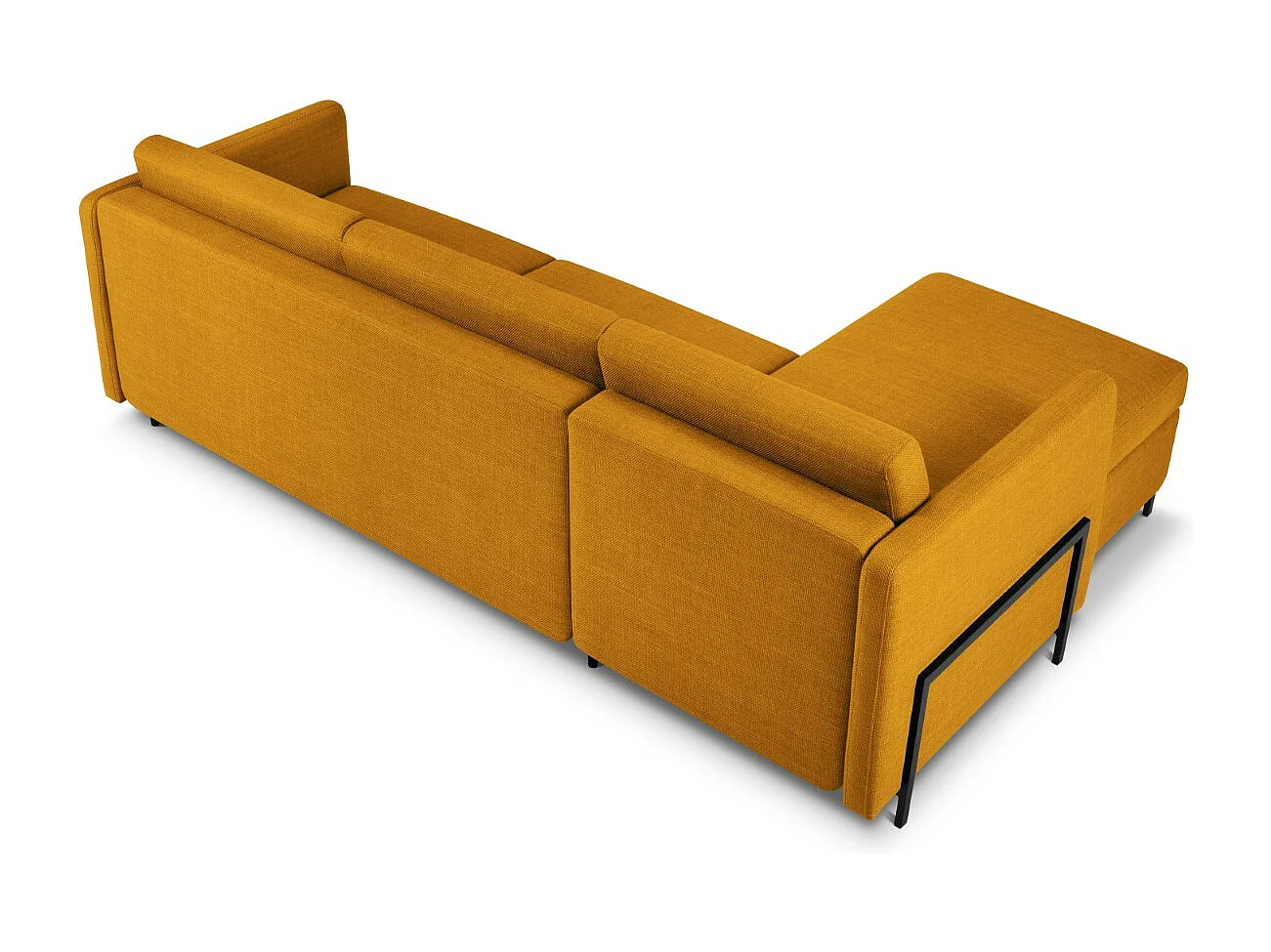CXL by Christian Lacroix - 4-Sitzer ausklappbares Ecksofa links mit Container "Yanis" Sitzer aus strukturiertem Stoff gold - 260x170x80cm