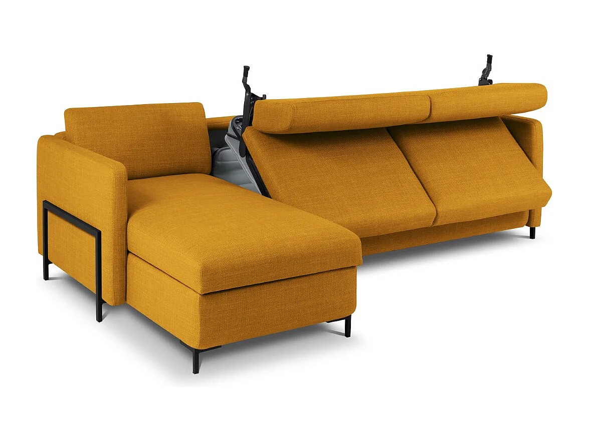 CXL by Christian Lacroix - 4-Sitzer ausklappbares Ecksofa links mit Container "Yanis" Sitzer aus strukturiertem Stoff gold - 260x170x80cm