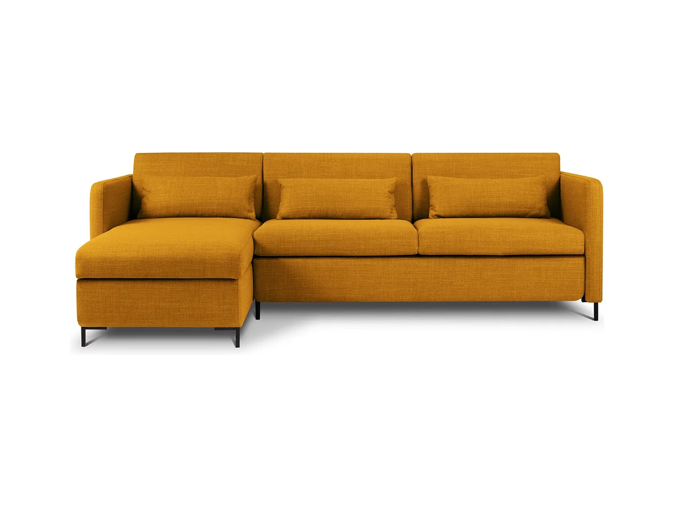 CXL by Christian Lacroix - Canapé d'angle gauche convertible avec coffre de rangement "Yanis" 4 places en tissu structurel or - 260x170x80cm