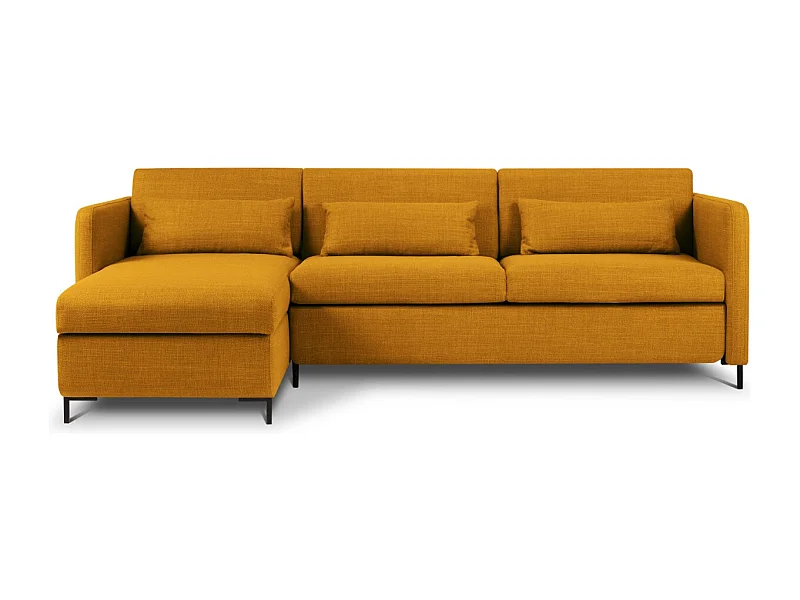 CXL by Christian Lacroix - Canapé d'angle gauche convertible avec coffre de rangement "Yanis" 4 places en tissu structurel or - 260x170x80cm